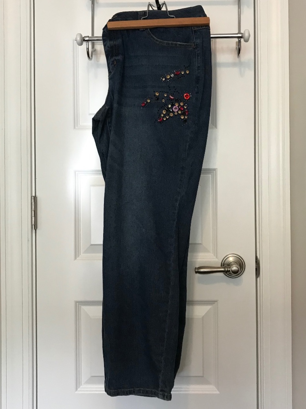 C EST. 1946 Denim colorfully rhinestoned straight legged jeans (14P) —SMALL FLAW - Picture 2 of 16